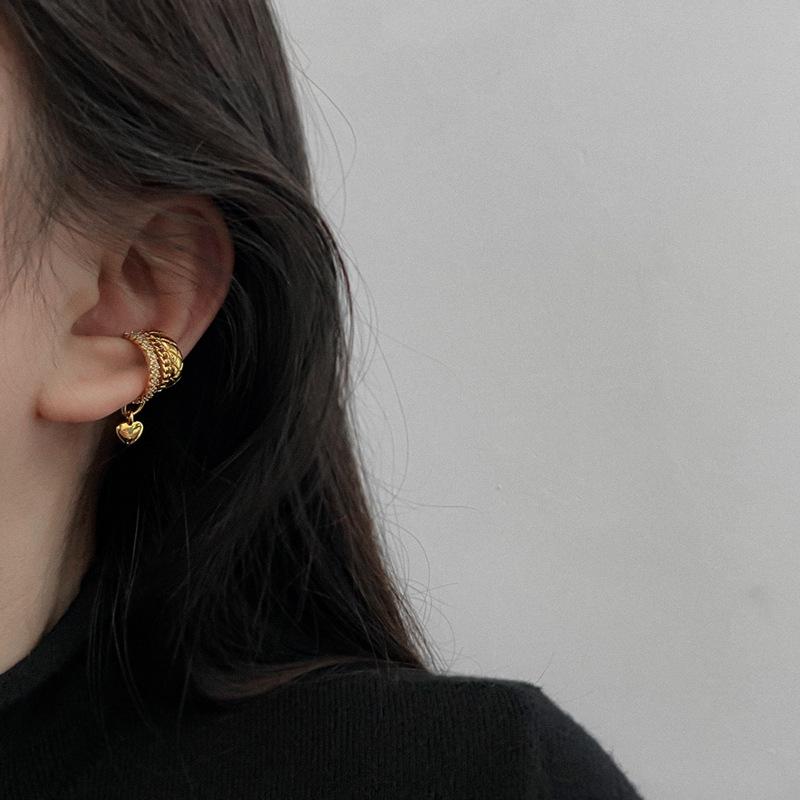 European and American zircon love without earrings, earclips, metal personality earrings, fashion temperament earrings