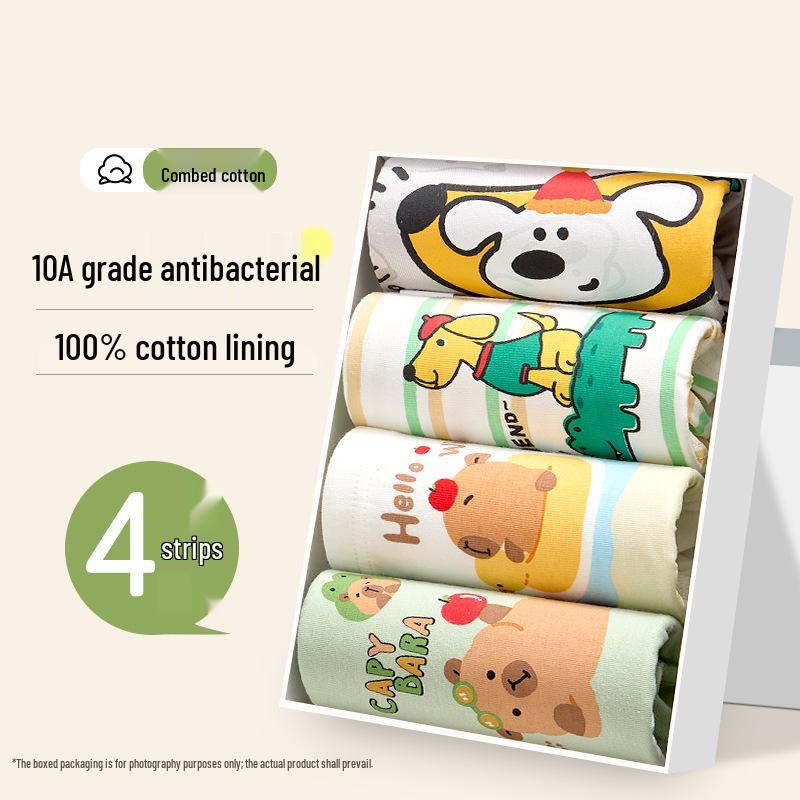 Children's Class A Pure Cotton Boxer Briefs, Antibacterial, 100% Cotton Crotch