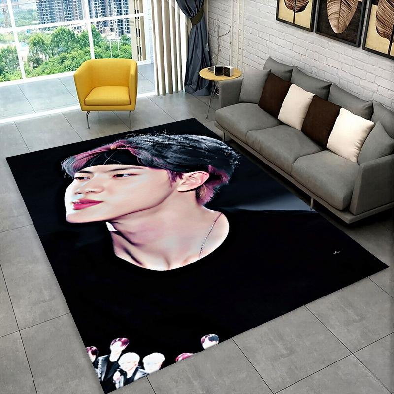 Tappeto Kpop B-BTS Kim Seok Jin Cantante per Stanza dei Giochi Camera da Letto Soggiorno Divano Arredamento Casa, Tappeto Area Tappetino Antiscivolo Regalo