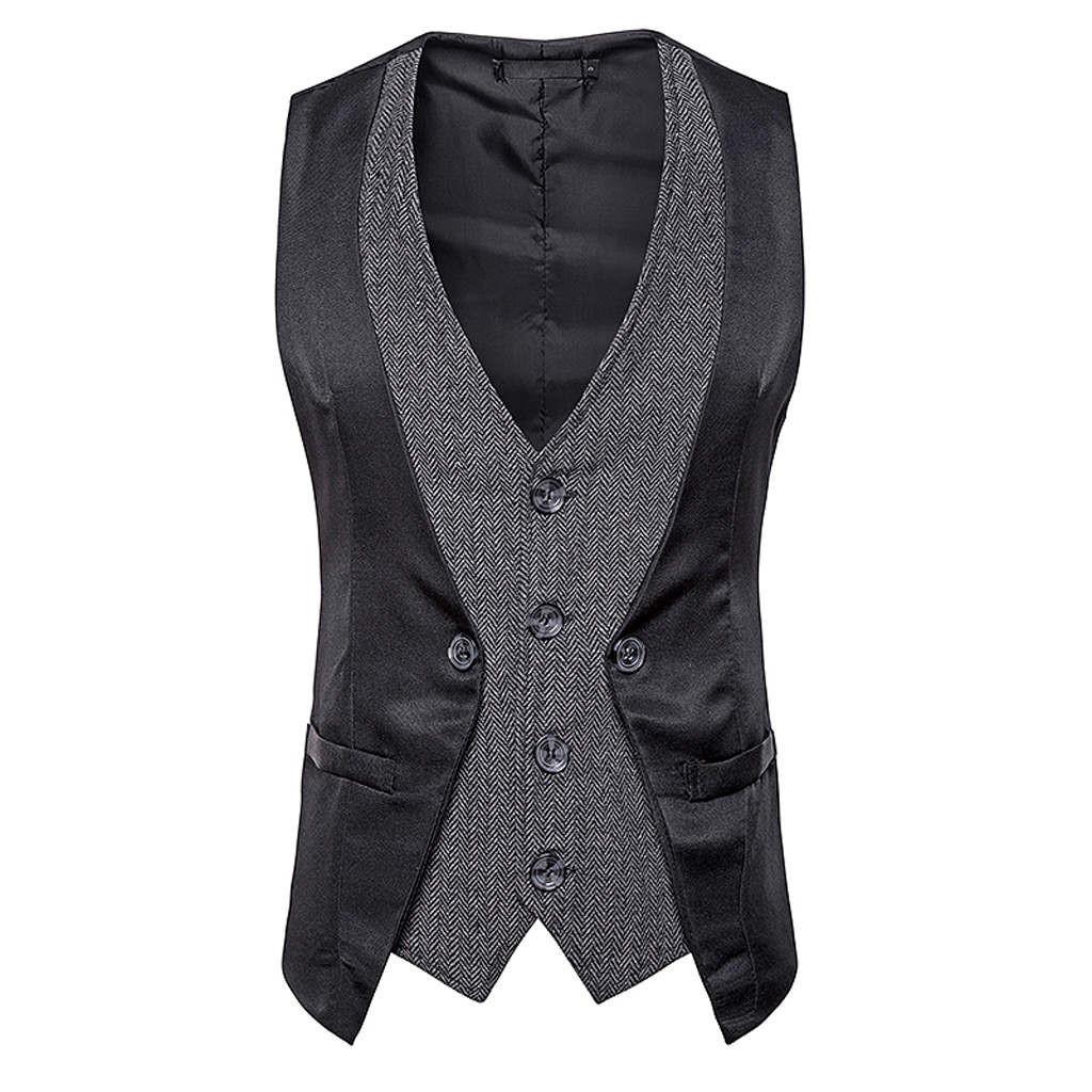 

Mens Winter Gold Print Double-Breasted Waistcoat Vest Jacket Top Coat S чёрный