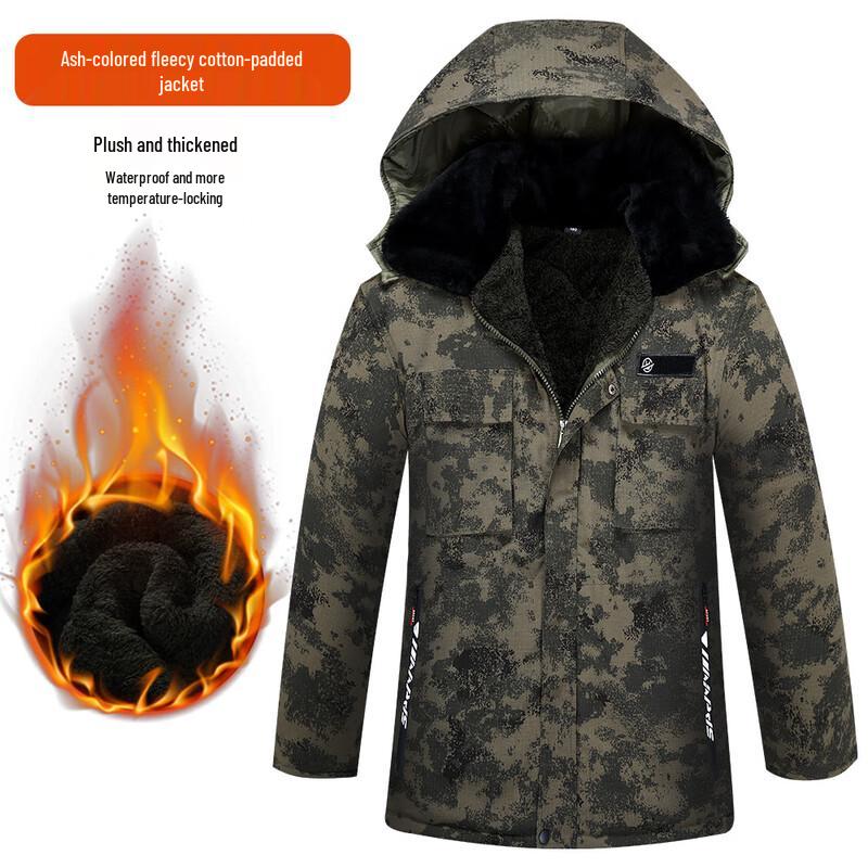 Men s Grey Star Fleece-Lined Winter Jacket 190