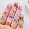 50Pcs Cute Mini Colorful Grid Bow Nail Art Resin Designer Charms DIY Craft For Nail 3D Decorations Jewelry
