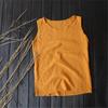 2025 Spring/Summer Women's Artistic Cotton Linen Double-Layered Crinkle Vest - Solid Color, Loose Camisole Base Layer