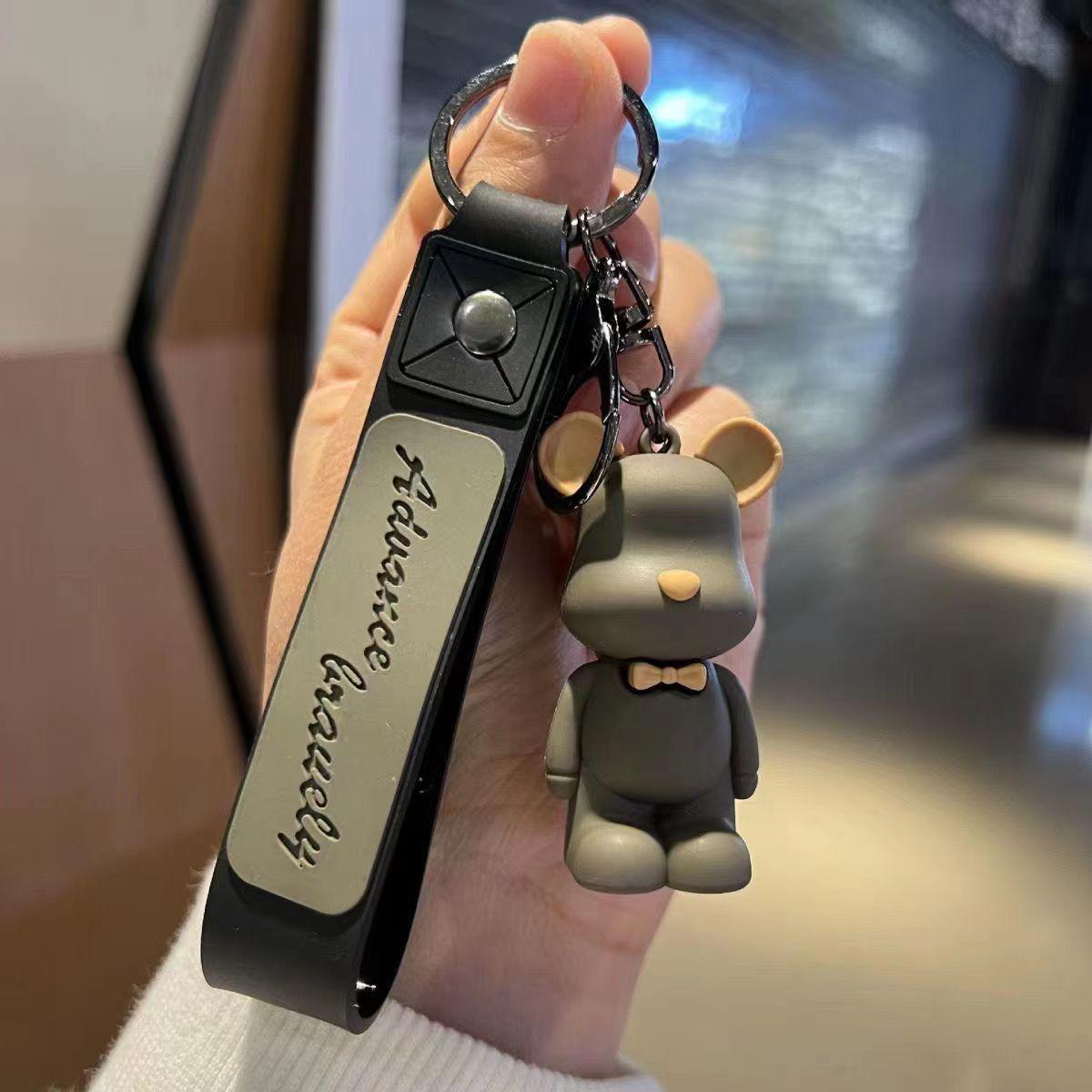 Nordic Cartoon Bear Keychain with Bow Tie - Car and Bag Pendant Ornament