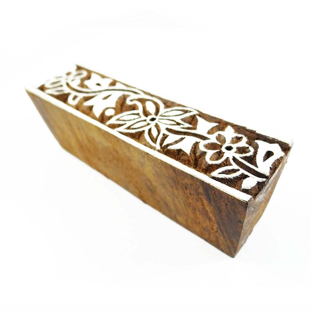 Designer-Holz-Bastelblock mit Blumenmuster, traditioneller indischer Druckstempel