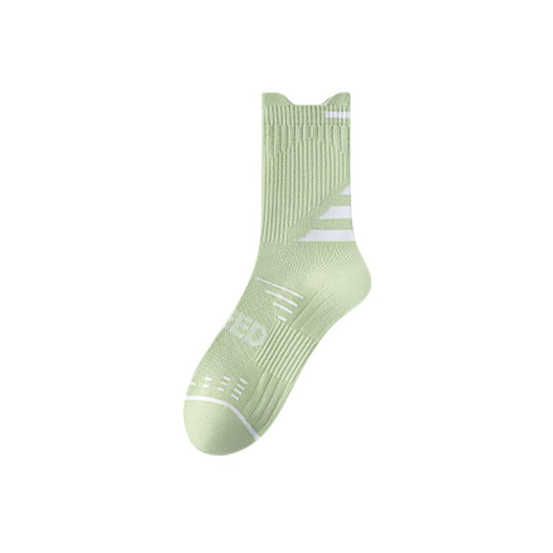 Men's Spring-Summer Cotton Mid-Calf Sports Socks - Breathable, Sweat-Absorbing for Running and Basketball