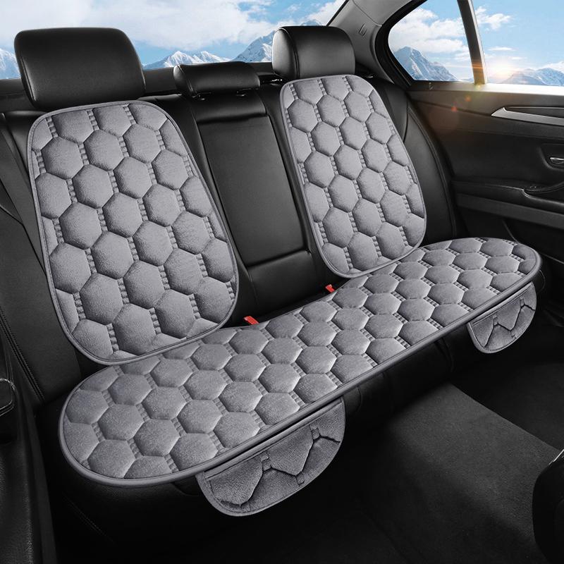 Car Seat Cushion Winter Short Plush Three Piece Set Without Backrest Anti Slip Winter Rear Universal Car Seat Cushion Warm