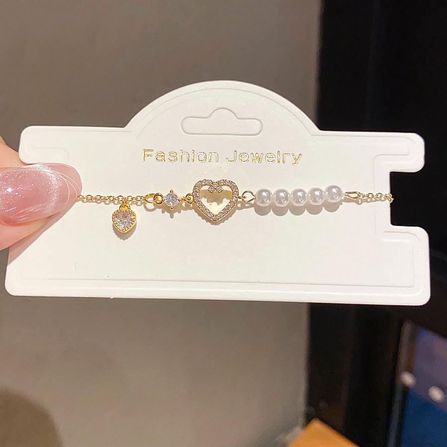 Jewelry Gift For Women Gold Plated Heart Pendant With Artificial Pearl And Zirconia