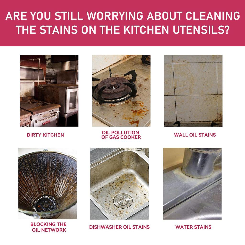 Multi-functional Kitchen Cleaning Powder Deep Cleaning Kitchen Hood Stove Faucet Stubborn Dirt Stains