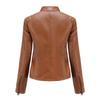 Women's Leather Coat Fashion Trend Simple Autumn Winter Stand Collar Zipper PU Leather Motorcycle Jacket for Women