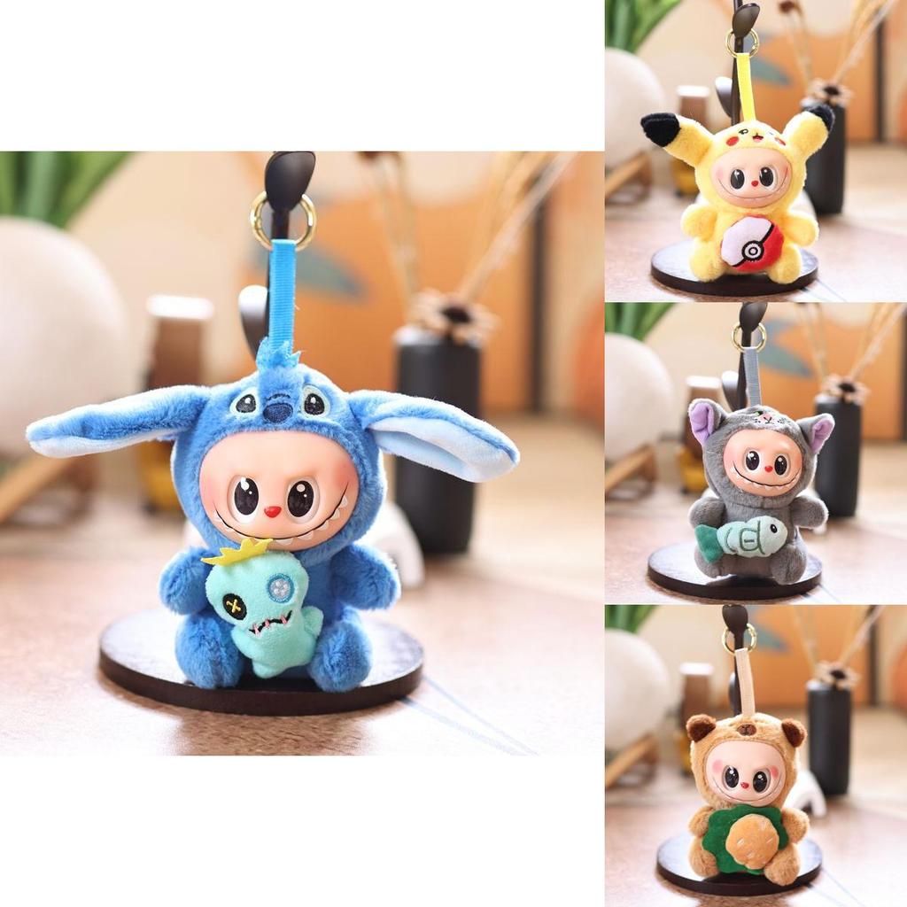 Labubu Stitch Silikonová Plyšová Klíčenka s Měkkým Krátkým Plyšem pro Dekoraci Batohu a Dárek