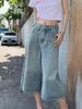 Summer 2025 Women's American Retro High-Waisted Wide-Leg Cropped Jeans