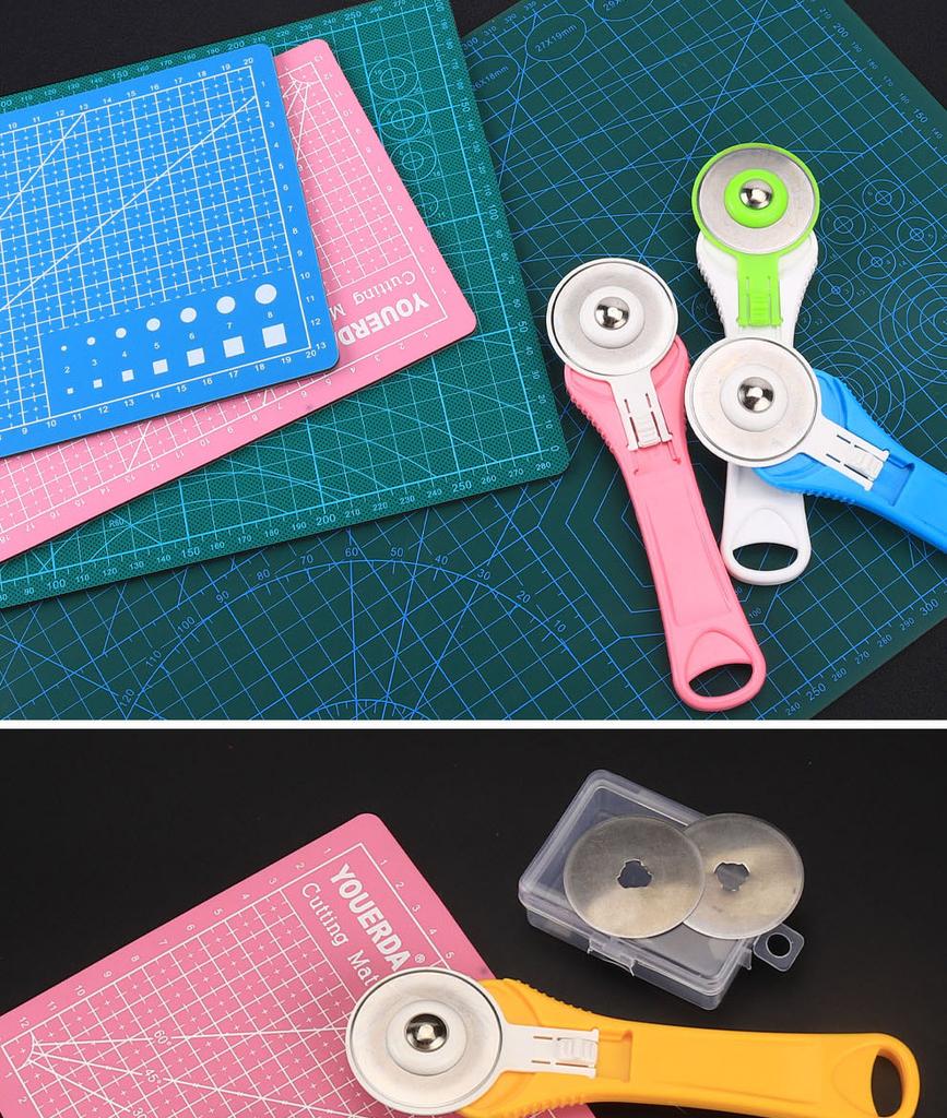 28mm /45mm Rotary Cutter Patchwork Roller Wheel Round Knife With Scale Leather Craft Fabrics Cloth Cutting Tailor Tools