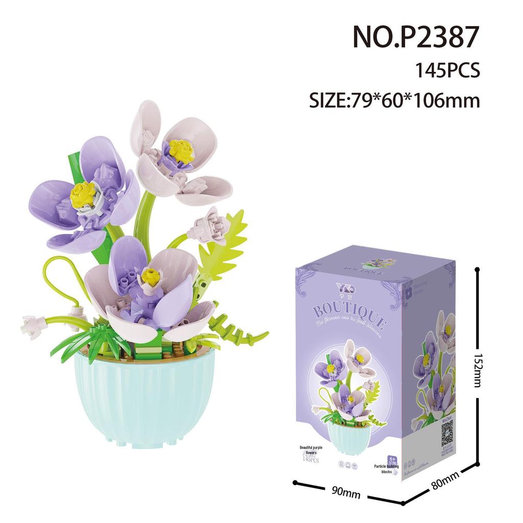 Potted Plant Building Block Toys: Succulent & Preserved Flower LEGO-Compatible Ornaments for Christmas