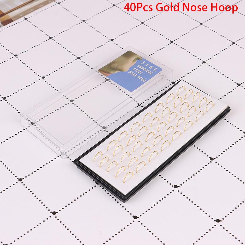 40/60Pcs Women Nose Piercing Ring Steel Silver Surgical Hoop Cartilage Stud