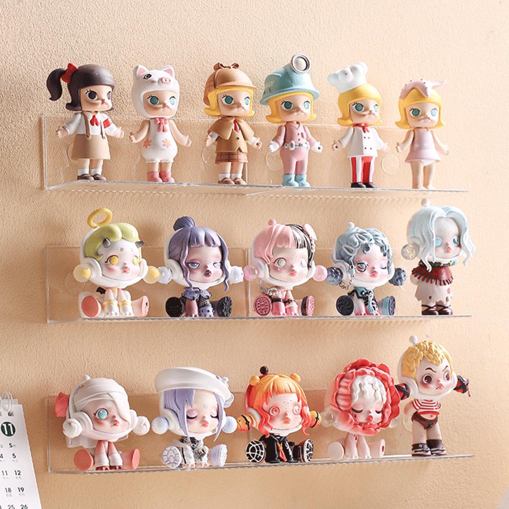 Raft de Depozitare Acrilic Transparent Autoadeziv Montat pe Perete Suport pentru Jucării DIY