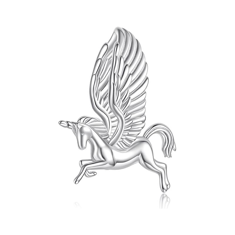 WOSTU 925 Sterling Silver Myth Unicorn Wing Charm Beads For Women Girl Birthday Gift Pet Animal Beads Fit Original Bracelet
