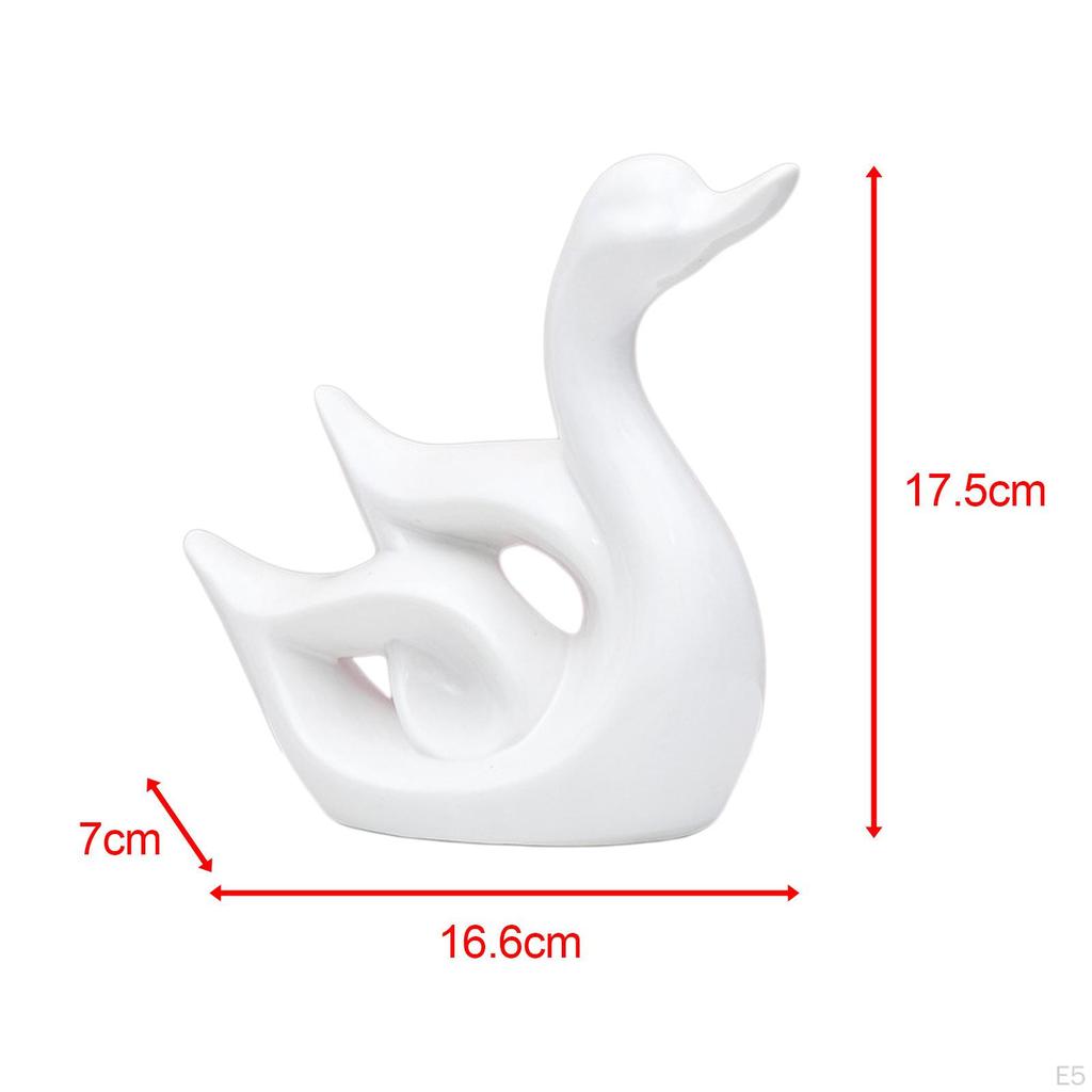 Ceramic Swan Figurines for Entryway Bookshelf Decoration