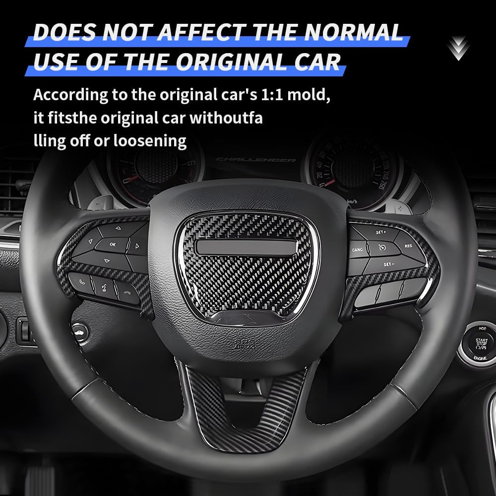 Carbon Fiber Style Car Steering Wheel Trim Cover Panel For Dodge Challenger Charger 2015- And Dodge Durango 2014- Auto Interior Decorations