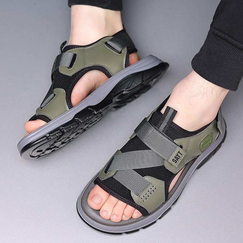 Fashion Soft Leather Platform Sandals for Men Solid Color Summer New Beach Shoes Male Fashion Outdoor Sports Sandals Man