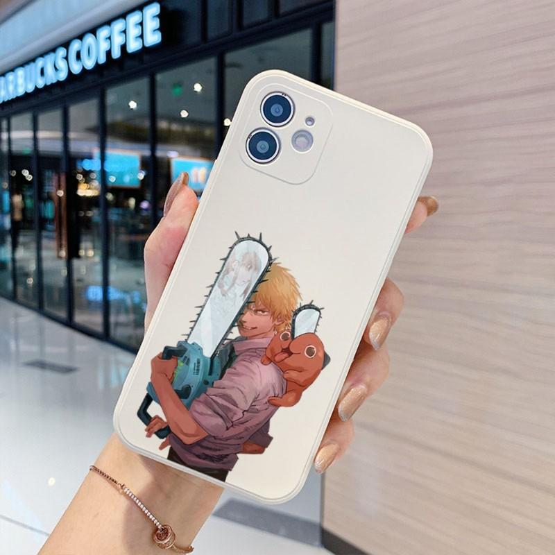 Japan Chainsaw Man Phone Case For IPhone 14 11 12 13 Pro Max X XR XSMax 6 6S 7 8 Plus SE 2022 Soft Square Color Phone Cover