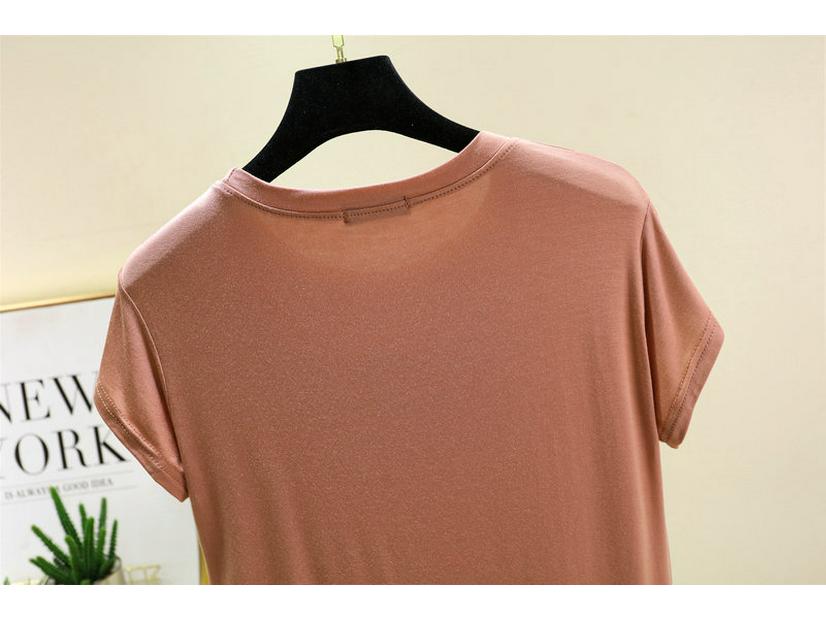Plus Size Women's Slim Fit Solid Crew Neck Modal T-Shirt - Korean Style Summer Top