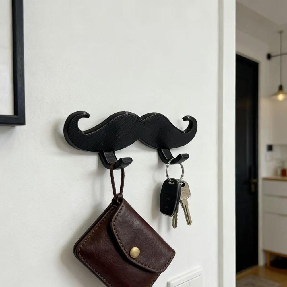 3pcs 3D Printed Beard Shape Hook Multifunctional Wall Hanger Holder Wall Storage Hook Bedroom