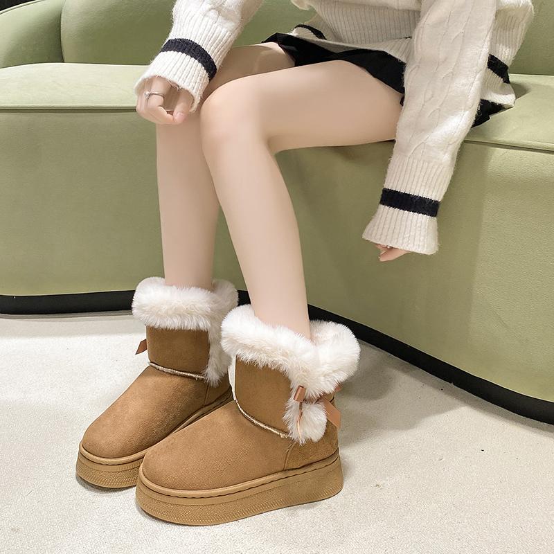 2025 Winter New suede Thick Sole Chelsea Snow Boots Women's Fashion All-in-one Thick Fleece Warm Snow Cotton Shoes 4545