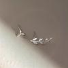 925 Sterling Silver Leaf Stud Earrings For Woman Piercing Wedding Elegant Jewelry Wholesale   925 Money