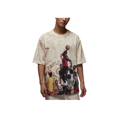 85 Air Pattern Trendy Crew Neck Pullover Short Sleeve T-Shirt Men T-Shirts Sail Legendary-Light-Brown Stone-Red HJ2363-133
