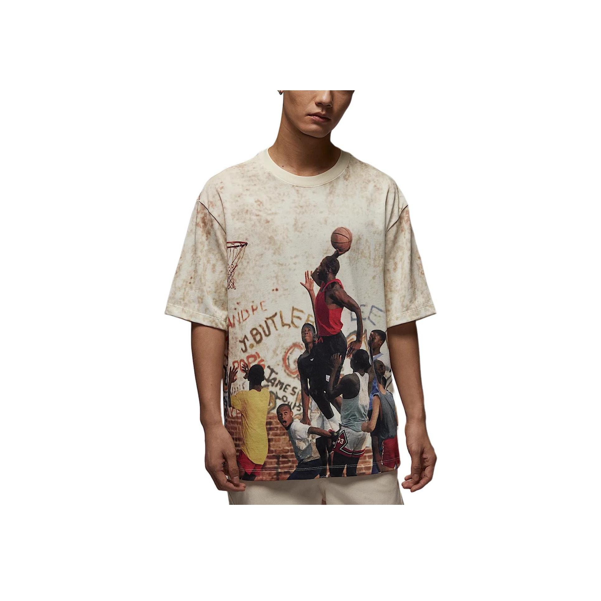 Jordan 85 Luftmuster Trendiger Rundhals-Pullover Kurzarm-T-Shirt Herren T-Shirts Sail Legendär-Hellbraun Stein-Rot HJ2363-133 XL