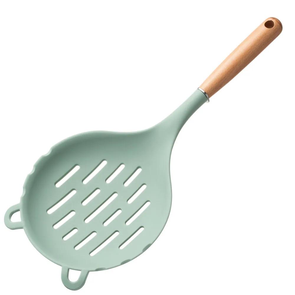 1Pcs Long Silicone Colander Non-Stick Cooking Strainer Heat Resistant Filter Spoon Mesh Skimmer Oil Mesh Colander Kitchen Tool
