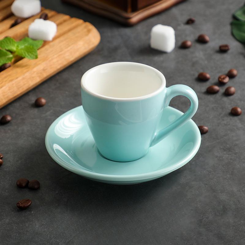 80ML Color Ceramic Coffee Cup Set Afternoon Tea Cups and Plates Breakfast Milk Mug Ceramic Espresso Coffee Cup