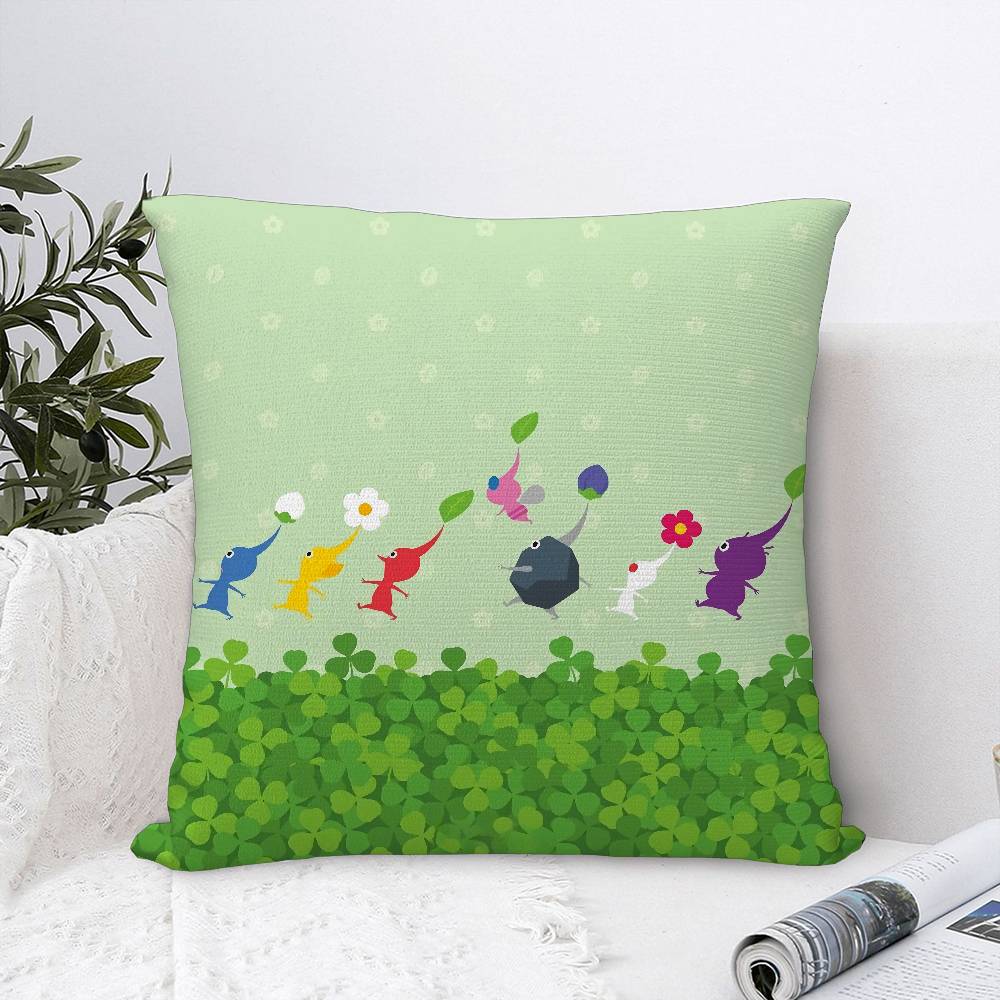 Cartoon P-PIKMINS Pillow Case Sofa Decorative Home Double-sided Print Plush Square Throw Pillow Covers Cushion Decor Cover