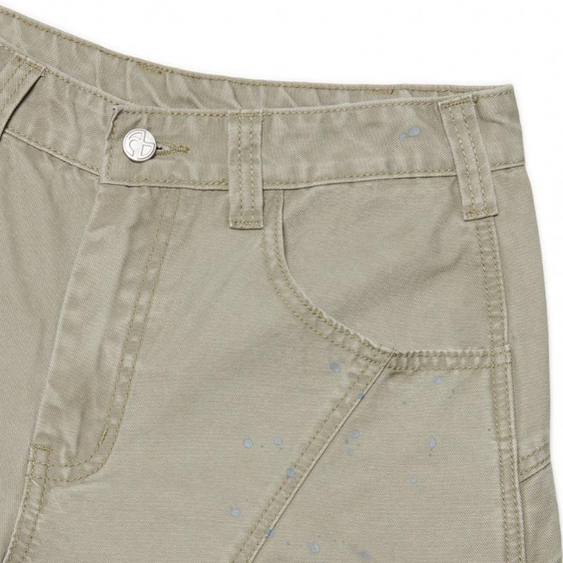 Painted Double Knee Shorts   Washed Beige