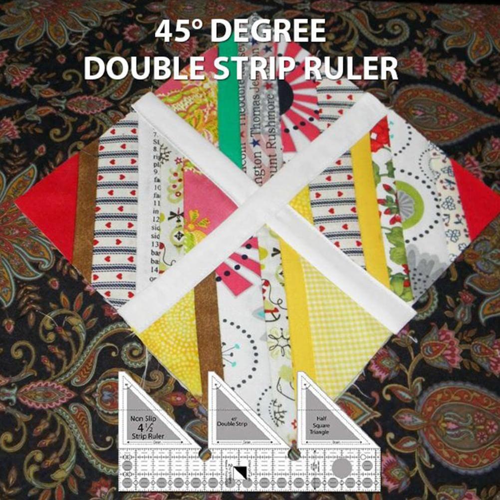 Règles quadrillées 45 60 90 degrés Règle à double bande Acrylique transparent Antidérapant Guide de coupe triangle quart pour la couture