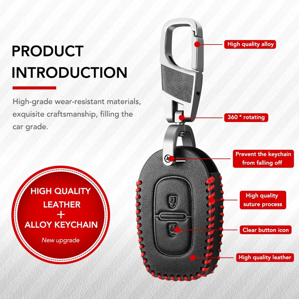 2-Tasten-Leder-Auto-Fernschlüssel-Abdeckung für Renault Kwid Traffic Symbol Dacia Sandero Logan Duster 2016 2017 2018 Shell