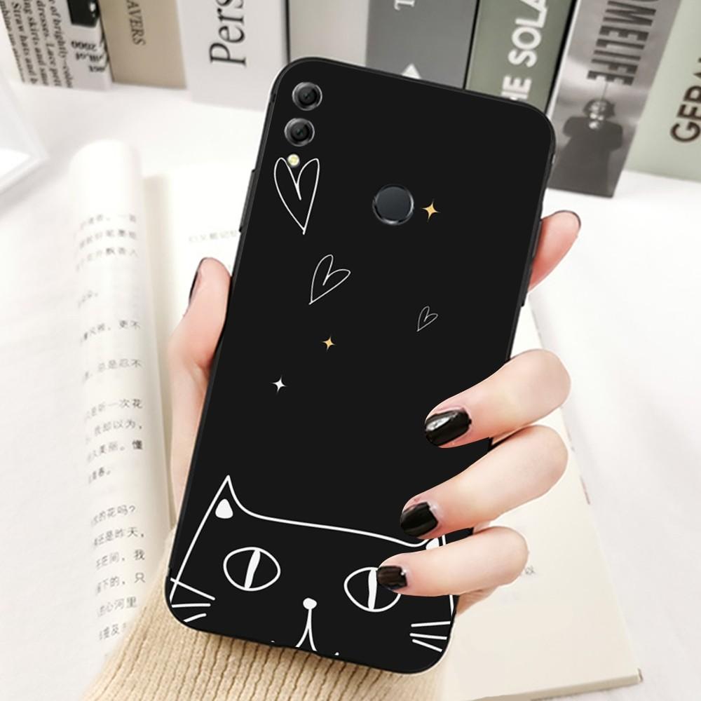 Cute Cat Line Phone Case For Huawei Honor 10 lite 9 20 7A 9X 30 50 60 70 pro plus Soft Silicone Cover