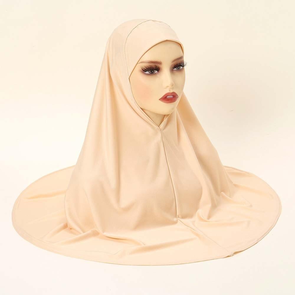 Full Coverage Solid Color Instant Hijab Four-Way Stretch Solid Color Prayer Scarf Busy Mothers