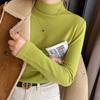 Autumn Winter Women's High-neck Knitted Base Shirt Soft Warm Solid Color Pullover Sweater Slim Fit Stretchy Knitted Top Knitted T-shirt