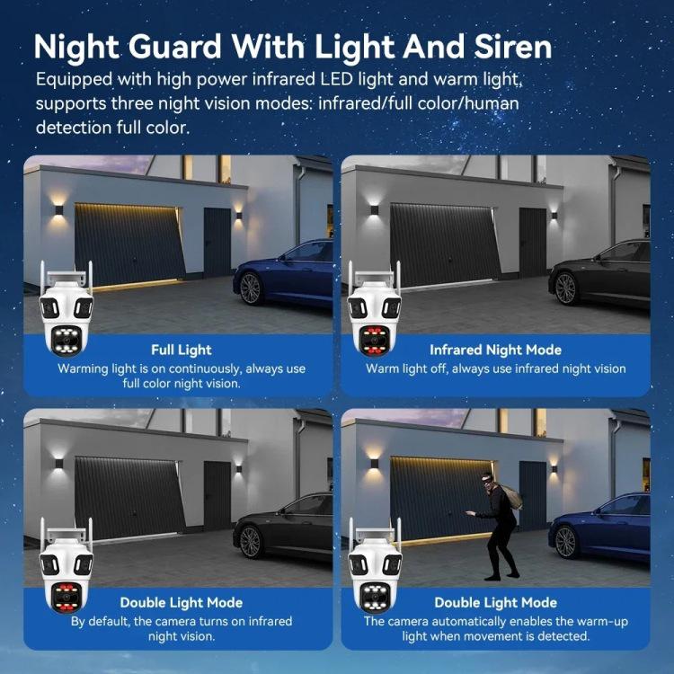 4K Wireless Outdoor PTZ Security Camera with 8X Zoom, Audio, and Triple Lens