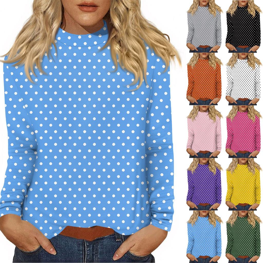 Women's Daily Casual Long Sleeve Mid Collar Top
