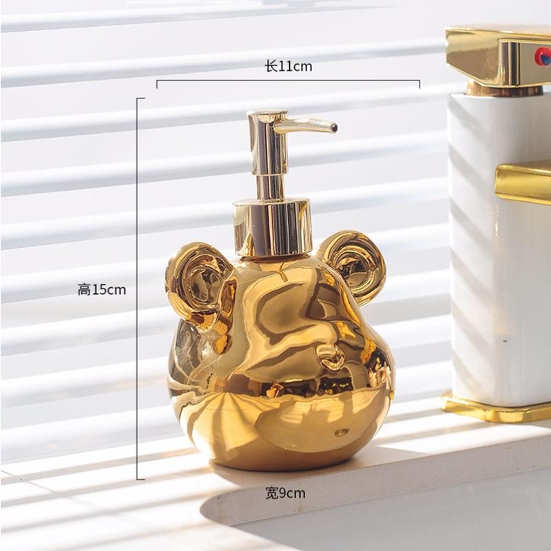 Ceramic Art Cartoon Bear Lotion Bottle, Bathroom Accessories, Household Shower Gel, Sub Packaging Bottle, Luxury Shampoo Bottle