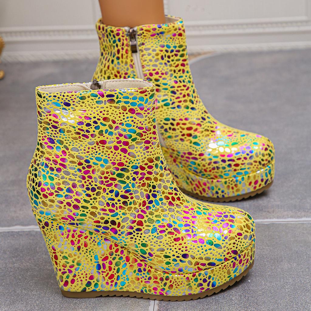 Neue Damen Plateaustiefel mit Keilabsatz, Knielange Nicht Über dem Knie Hohe Absätze Knöchel Kurze Stiefel, Große Größen Mode Damen Schuhwerk