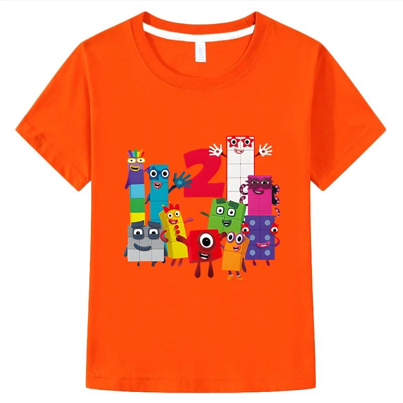 

Fashion Funny NumberBlocks Clothes Kids T-shirt Cotton Shorts Tops Anime T-shirt boys girls одяг y2k Літній дитячий одяг 110 помаранчевий