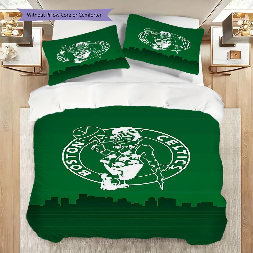 Biancheria da letto con spirito di squadra dei Boston Celtics(1 * copripiumino + 2 * federa, senza nucleo)Regalo di compleanno di Natale Copripiumino e federa