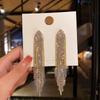 925 Silver Needle Full Diamond Geometric Triangle Earrings European and American Fashion Long Tassel Earrings Trendy Personality Earrings for Women