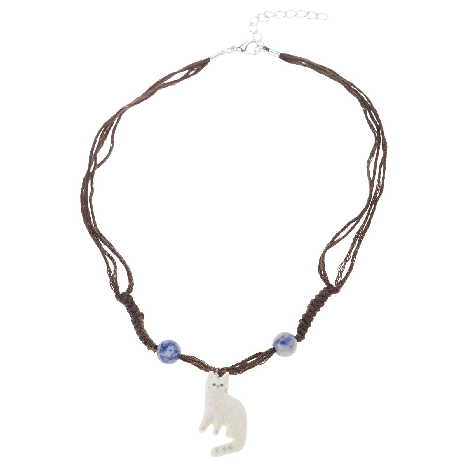 

Подвеска-ожерелье с кошками, регулируемая цепочка на шнурке с флокированием, цепочка для ключицы, уникальный подарок для любителей кошек и ценителей моды B