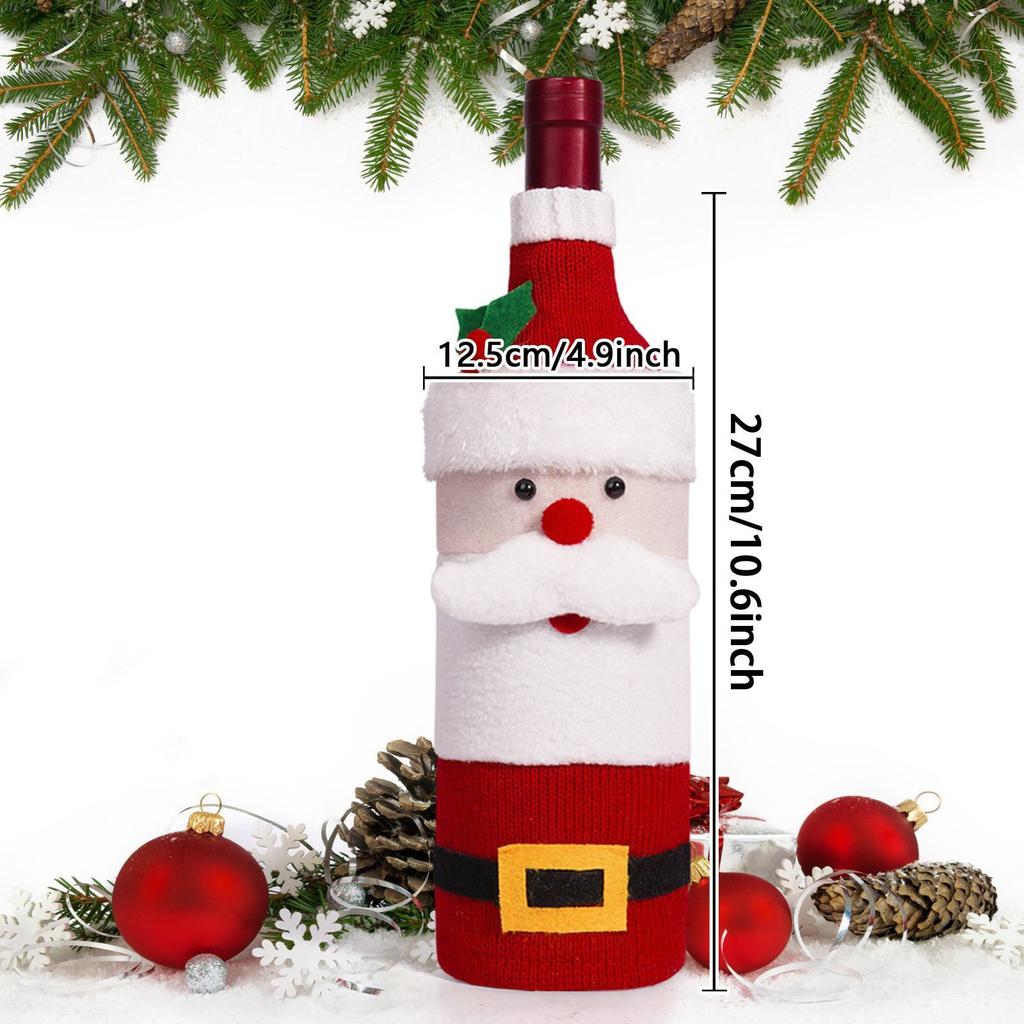 Holiday Knitted Wine Bottle Covers Christmas Sleeves Decorations for Wine Champagne Festive Gift Wrap Bottle Covers