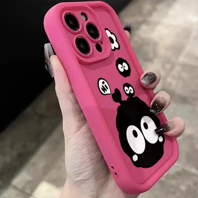 Cartoon Big Eyes Phone Case For iPhone 15 14 11 12 13 Pro Max X XR XS Max 7 8 14 15 Plus SE2020 Luxury Matte Soft Silicone Cover